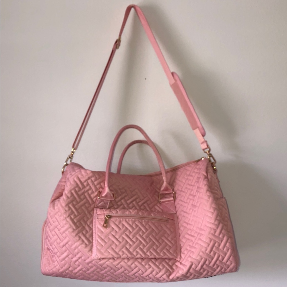 NWT BAYVERGE Pink Weekender Tote Gold Hardware Shoe Storage